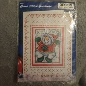 Y2K Design Works Crafts Cross Stitch Card Kit Snowman Let It Snow | Vintage NWT